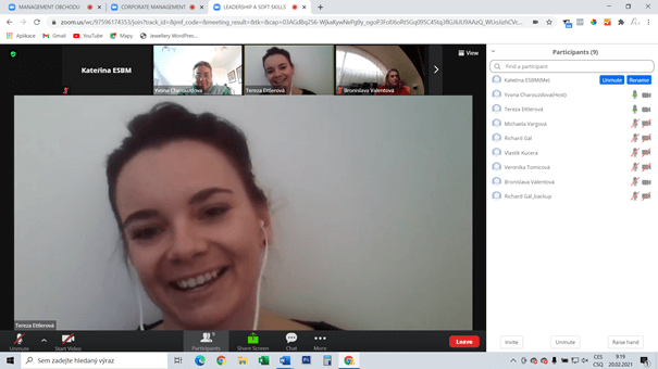 Foto z výuky MBA specializací (20. 2. 2021)